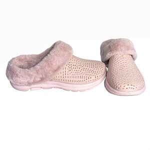 Skechers Mauve Foamies Clog Slippers Faux Fur Lined Women's Size 9